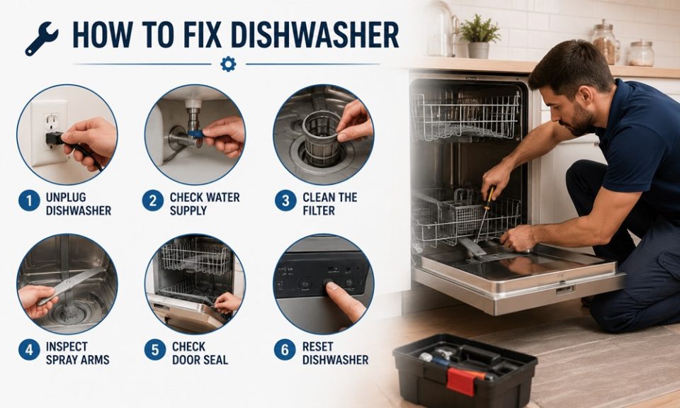 how to fix dishwasher